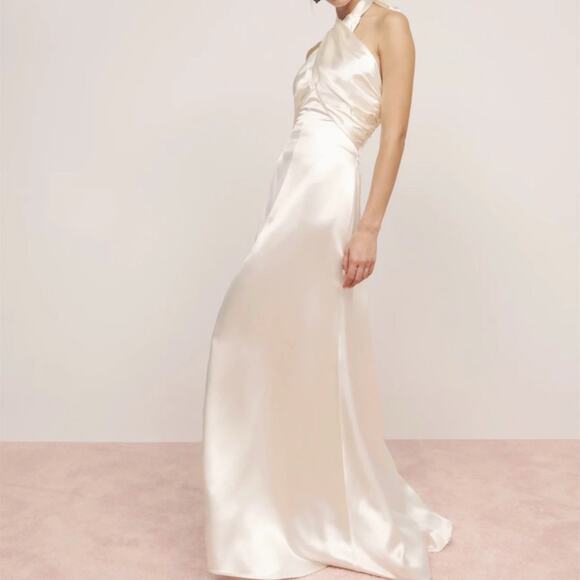 Reformation Dresses & Skirts - Reformation Veria Dress Halter Tie Zip Wedding Formal Style Women’s Size 4